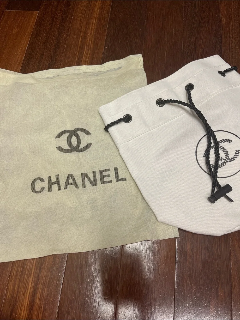 Chanel Cream Canvas Drawstring Bucket Bag - Picture 3 of 3